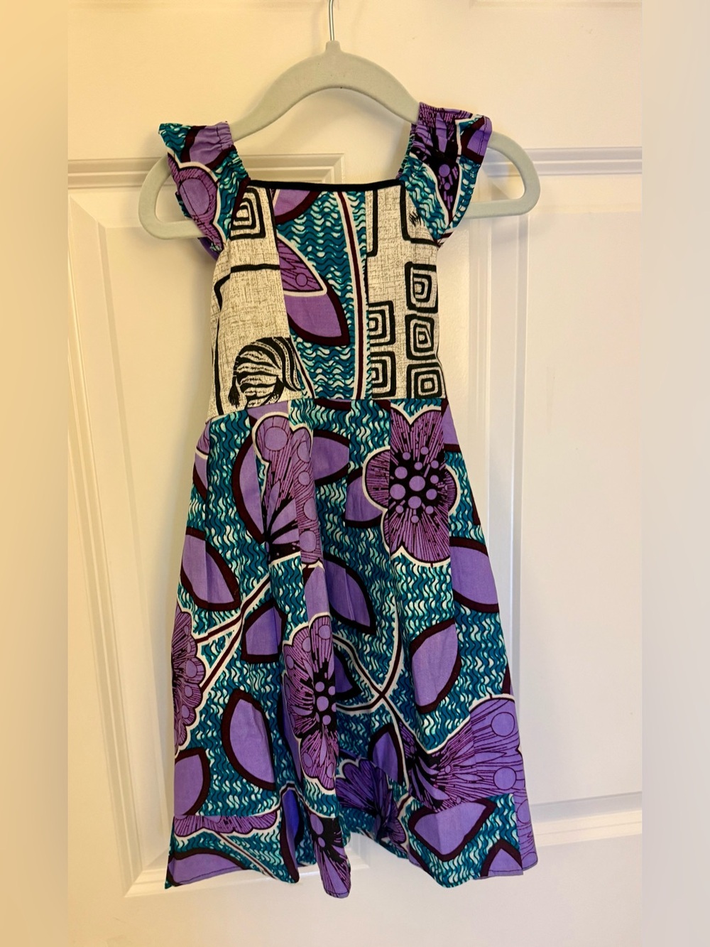 Handmade Purple & Teal Floral Girls' Dress from Kenya - size 2/3T